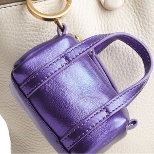 Vera Bradley Original Mini Duffel Bag Charm in Leather Metallic Purple